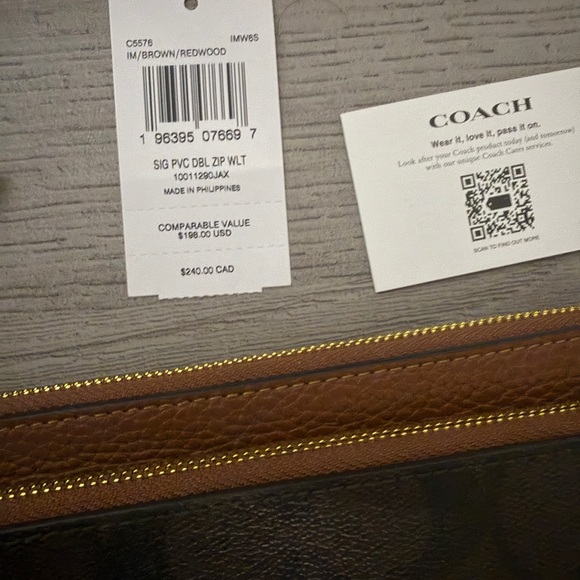 Coach Signature Brown and Tan Wristlet - Picture 8 of 8